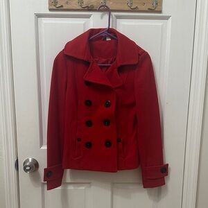 Women's Red Double-Breasted Jacket